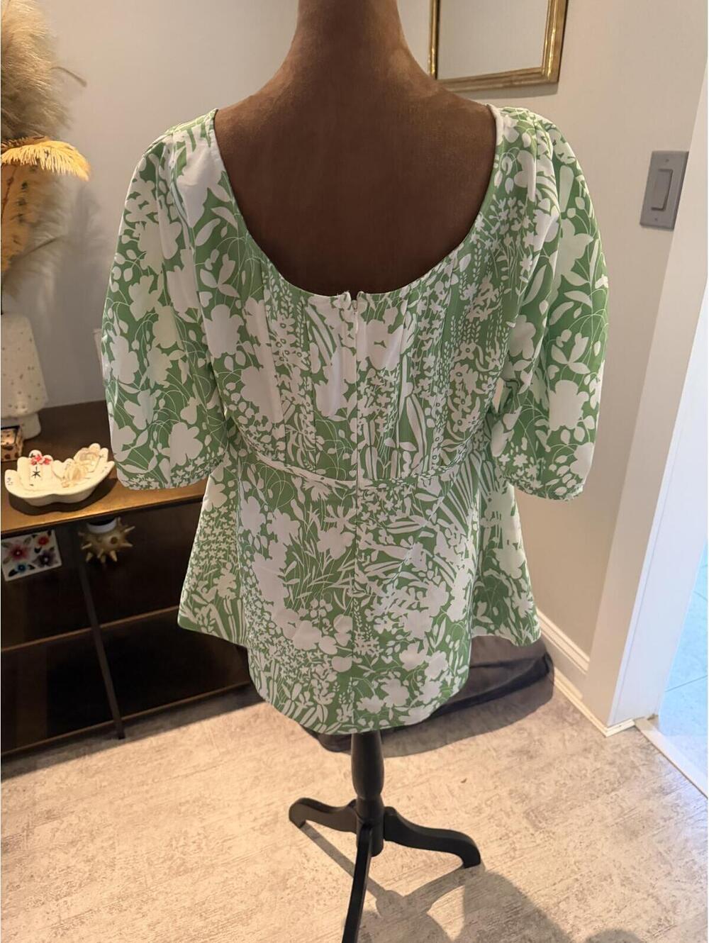 NWT TUCKERNUCK green/white Nealy Corset Floral Top sz L - Picture 3 of 7